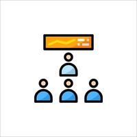 A group of people standing around a computer screen vector