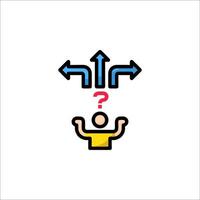 A man is looking at two arrows pointing to different directions vector