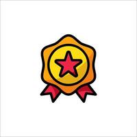 A yellow star badge with a red star on it vector