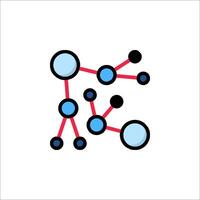 A flat icon of a network of dots vector