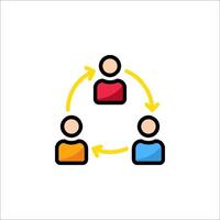 People in a circle with arrows pointing to them vector