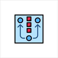 A blue and red square icon with arrows pointing to the left and right vector