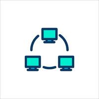 A computer icon with three monitors connected to each other vector