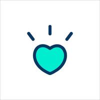 A blue heart with a light bulb in the middle vector