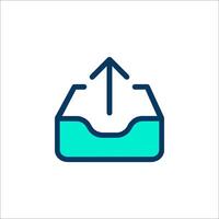 A blue and green icon of a box with an arrow pointing up vector