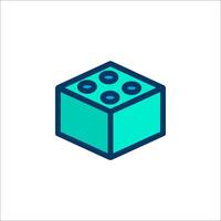 A blue and green block with four holes in it vector