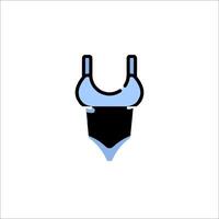 A blue swimsuit with a black band on the bottom vector