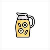 A pitcher of lemon juice with a lemon slice on top vector