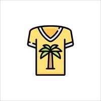 A yellow t - shirt with a palm tree on it vector