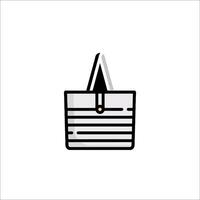 A black and white illustration of a bag vector