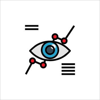 An eye icon with a line connecting it to a line vector