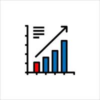 A graph chart with an arrow going up vector