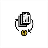 A black and white image of a document with a dollar sign vector