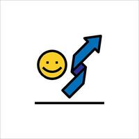 A smiley face with an arrow pointing upward vector