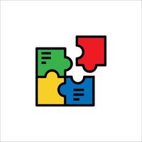 A colorful puzzle piece icon with a piece missing vector