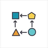 A line drawing of a triangle, triangle, and square vector