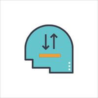 A flat icon of a helmet with arrows pointing up vector