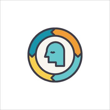 A person's head in a circle with a line connecting it to the next one vector