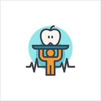 A man carrying an apple on a tray with a heartbeat line vector