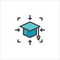 A graduation cap icon with arrows around it vector