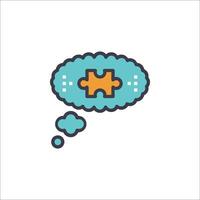 A puzzle piece in a thought bubble icon vector