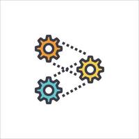 Gears icon with two gears connected to each other vector