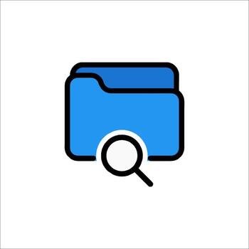 A magnifying icon with a folder and a magnifying glass vector