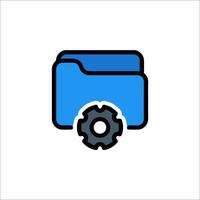 A folder with a gear and a blue icon vector