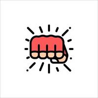 A fist icon with a red hand vector