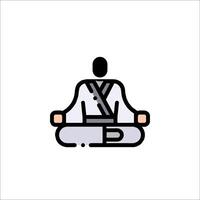 Karate man in karate uniform sitting in lotus position vector