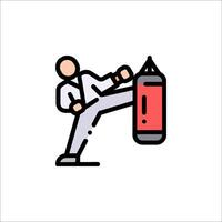 A man kicking a punching bag icon vector
