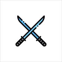 Two crossed swords icon on white background vector