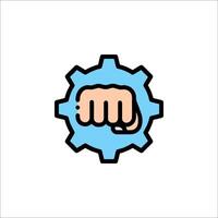 A fist is pointing at a gearwheel icon vector