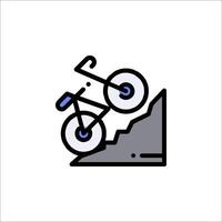 A bicycle is falling down a hill in a line icon vector