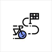 A bicycle and a checkerboard are shown in a line vector