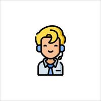 A man with a headset on his head vector