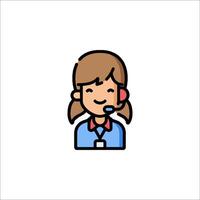A woman with a headset on her head vector