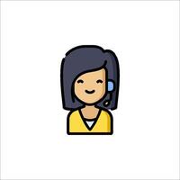 A woman with a headset icon on a white background vector