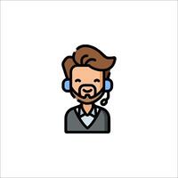 A man with a headset on his head vector