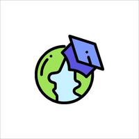 A globe with a graduation cap on it vector