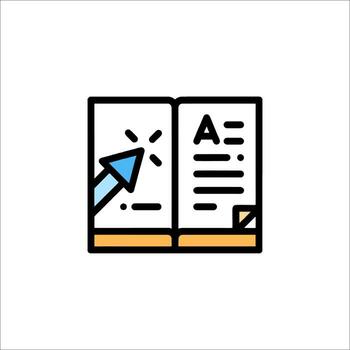 A book with a pencil and an arrow pointing to it vector