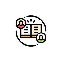 A book with people in it and a circle around it vector