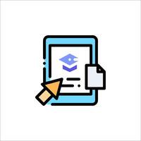 A tablet with a graduation cap on it vector