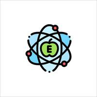 An apple and atom symbol on a white background vector