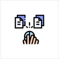 A hand holding a mouse and a document icon vector