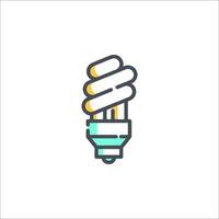 A light bulb icon with a yellow and green color vector