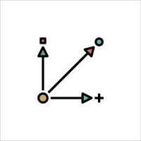 A line drawing of a triangle with arrows vector