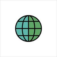 A green and blue globe icon on a white background vector