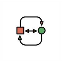 A line drawing of a square with a green arrow pointing to it vector