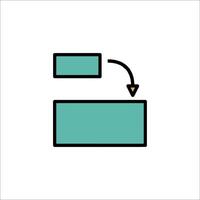 A line icon of a box with a green arrow pointing to it vector